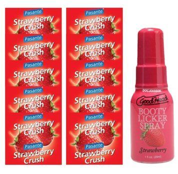 Pasante Strawberry Crush 10 шт + Doc Johnson &ndash; Strawberry, 29 мл SOS13961 фото