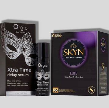 SKYN Elite, 36 шт + Пролонгатор Orgie Xtra Time Delay Serum, 15 мл SOS5272 фото