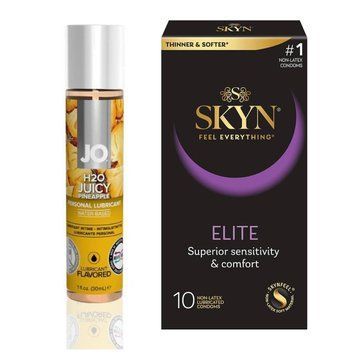 10 штук SKYN Elite + Лубрикант System JO H2O &mdash; Juicy Pineapple (30 мл) SOS4791 фото