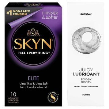 Набір Лубрикант Satisfyer Boogy Booty 300 мл + SKYN Elite 10 шт SOS12717 фото