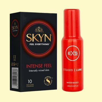 Набор SKYN Intense Feel 10 шт и Лубрикант EXS Strawberry Lube Water Based 100 мл SOS4391 фото