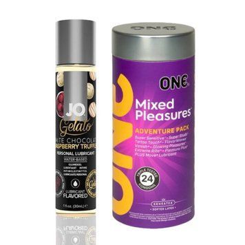 ONE Mixed Pleasures 24 шт + Лубрикант System JO GELATO White Chocolate Raspberry (30 мл) SOS4843 фото