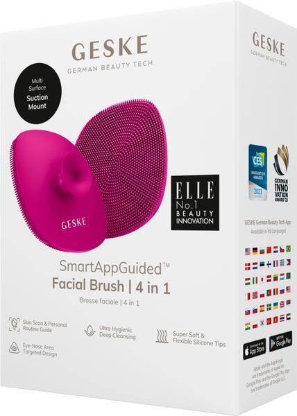Щітка для обличчя GESKE Facial Brush 4в1 з тримачем magenta HB0054 фото