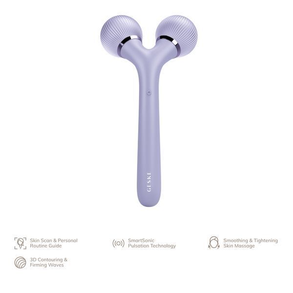 Електронний ультразвуковий ролик для обличчя та тіла GESKE Sonic Facial&Body Roller 4в1 violet HB0034 фото