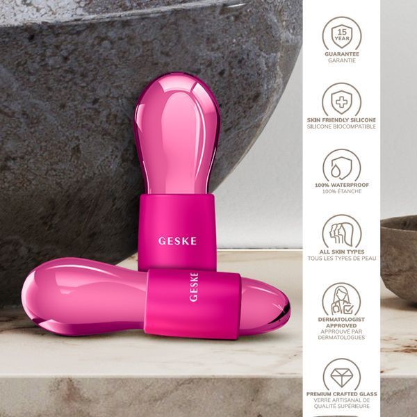 Подвійний масажер для очей GESKE Cool&Warm Duo Eye Massager 7в1 magenta HB0322 фото