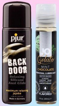 Набор лубрикантов pjur backdoor anal Relaxing jojoba silicone 30 мл + System JO Mint Chocolate (30 мл) LB713 фото