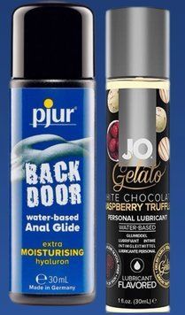Набор лубрикантов pjur backdoor Comfort water glide 30 мл + System JO White Chocolate Raspberry (30 мл) LB393 фото