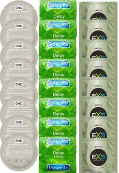 Набор 24 шт ONE Pleasure Dome + Delay Infinity + EXS Snug Fit SOS7367 фото