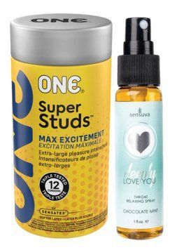 Комплект 12 шт ONE Super Studs + Спрей Sensuva &mdash; Deeply Love You Chocolate Mint (29 мл) SOS6202 фото