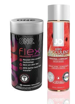 ONE Flex 10 шт.+ Смазка на водной основе System JO H2O &mdash; Watermelon (120 мл)  SOS6391 фото