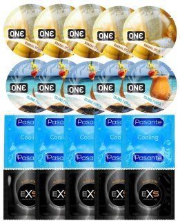 Набір 20 шт ONE Banana Split + ONE Island Punch + Pasante Cooling + EXS Black Latex SOS7217 фото