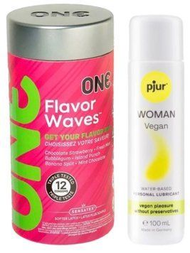 Комплект ONE Flavor Waves 12 штук + Pjur Woman Vegan 100 мл SOS12971 фото