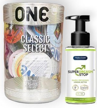Набор из 100 шт ONE Classic Select + Medica-group Super Orgasm Stop, 150 мл SOS9014 фото
