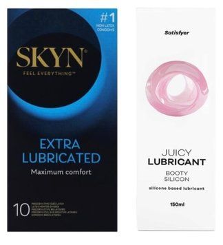 Комплект Лубрикант Satisfyer Juicy Lubricant Booty Silicon 150 мл + SKYN Extra Lube 10 шт SOS12668 фото