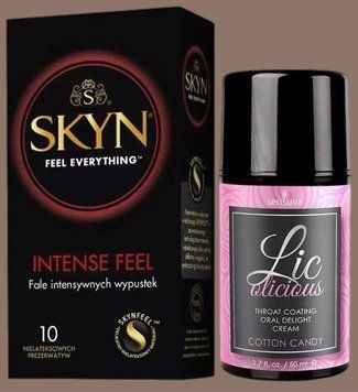 Комплект SKYN Intense Feel 10 шт + Гель Sensuva - Lic-o-licious Cotton Candy (50 мл) SOS5609 фото