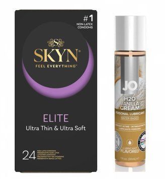 Комплект:  SKYN Elite 24 шт. + Лубрикант System JO H2O Vanilla Cream SOS11276 фото