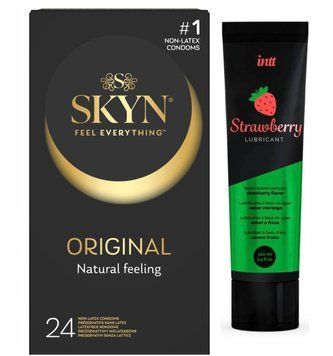 Набір : SKYN Original 24 шт та Лубрикант  Intt Strawberry (100 мл) SOS74 фото