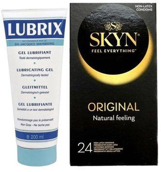 Набор из Лубриканта на водной основе Lubrix (200 мл) + SKYN ORIGINAL 24 шт SOS8804 фото