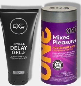 ONE Mixed Pleasures, 12 шт - Пролонгатор EXS Delay Gel Ultra+ 100ml SOS6083 фото