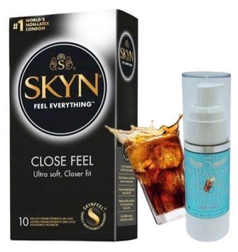 Набір з SKYN Close Feel (10 шт) +  рідкий вібратор 5th Paradise Liquid Vibrator &mdash; Кола (30 мл)  SOS9768 фото