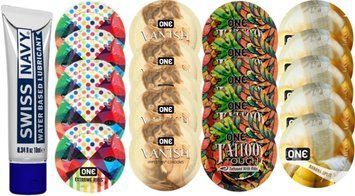 Набор из Swiss Navy Water-Based 10 мл + ONERibs + ONE Vanish + ONETattoo + ONE Banana SOS8507 фото