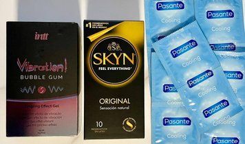 Набор 20 шт SKYN ORIGINAL &ndash; Pasante Cooling + Жидкий вибратор Intt Vibration Bubble Gum (15 мл) SOS1502 фото
