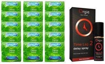 Комплект: Pasante Delay 15 шт + Пролонгатор Orgie Time Lag 2 Delay Spray (10 мл)  SOS11075 фото