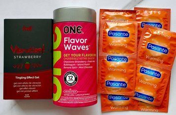 Комплект 24 шт ONE Flavor Waves - Pasante Warming + Рідкий вібратор Intt Vibration Strawberry (15 мл) SOS1552 фото