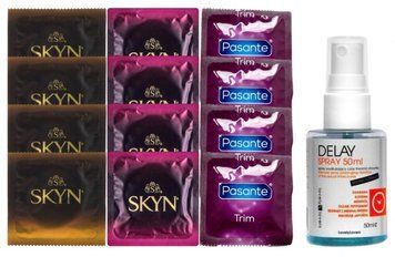 Комплект: Пролонгатор LOVELY LOVERS DELAY SPRAY 50 ML + 8 шт SKYN + 4 шт Pasante TRIM SOS10842 фото