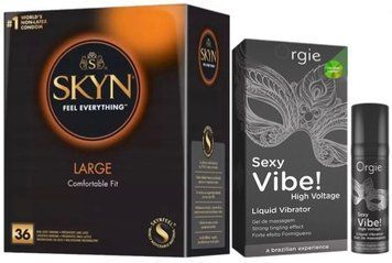 Набір з SKYN Large (36 шт) + Рідкий вібратор Orgie Sexy Vibe (15 мл)  SOS9918 фото