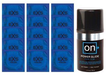 Комплект EXS Cooling 15 шт + Sensuva ON Power Glide For Him Gel (50мл) SOS14579 фото