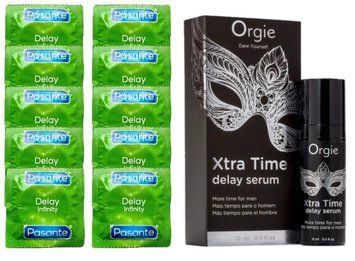 Комплект: Pasante Delay 10 шт + Пролонгатор Orgie Xtra Time Delay Serum (15 мл) SOS11035 фото