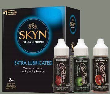 Набор SKYN Extra Lube 24 шт + Набор капель Doc Johnson GoodHead - Tingle Drops  SOS5859 фото