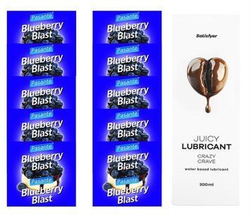 Комплект Pasante Blueberry 10шт. + Лубрикант Satisfyer Juicy Lubricant Crazy Crave 300 мл SOS11667 фото