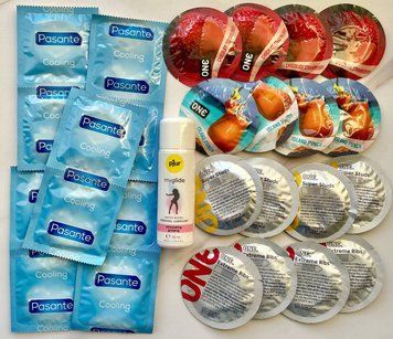 Комплект з 26 штук ONE Flavor Waves, Studs, Ribs - PASANTE Cooling + Збудлива змазка pjur my glide 30 мл SOS1452 фото