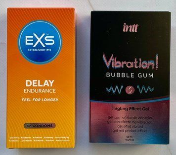 Набор EXS Delay (12 шт) + Жидкий гель Intt Vibration Bubble Gum (15 мл) SOS3462 фото