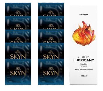 Комплект SKYN Extra Lube 10 шт. + Лубрикант Satisfyer Juicy Lubricant Warm Wave 300 мл SOS12568 фото