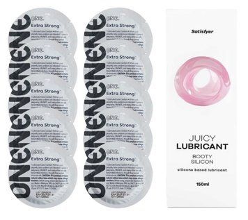 Комплект ONE Extra strong 10 шт. + Лубрикант Satisfyer Juicy Lubricant Booty Silicon (150 мл) SOS12266 фото
