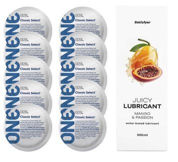 Комплект ONE Classic 10 шт. + Лубрикант Satisfyer Juicy Lubricant Mango & Passion (300 мл) SOS12316 фото