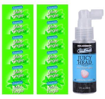 Комплект Pasante Mint Tingle 10 шт + Doc Johnson GoodHead Juicy Head Dry Mouth Spray Cotton Candy (59 мл) SOS13912 фото