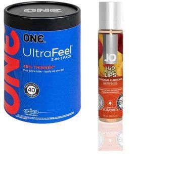 ONE UltraFeel 2-в-1. 40 шт+ Лубрикант на водной основе System JO H2O &mdash; PEACHY LIPS 30 мл. SOS6440 фото