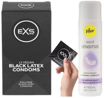 Комплект EXS Black Latex (12 шт) + Pjur MED Sensitive Glide 100 мл SOS13570 фото