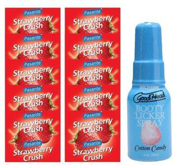 Pasante Strawberry Crush 10 шт + Doc Johnson Booty Licker Spray &ndash; Cotton Candy, 29 мл SOS13962 фото