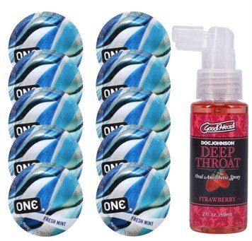 Комплект ONE Fresh Mint 10 шт + Doc Johnson GoodHead &ndash; Sweet Strawberry, 59 мл SOS13812 фото