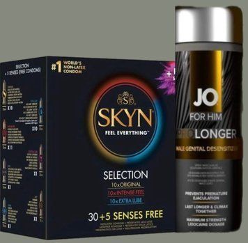 SKYN 35 Selection 35 шт + Пролонгатор JO Prolonger Spray with Lidocaine (60 мл) SOS4984 фото