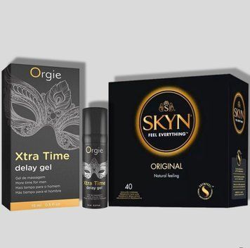 SKYN Original, 40 шт + Пролонгатор X-TRA TIME, 15 мл ORGIE  SOS5223 фото