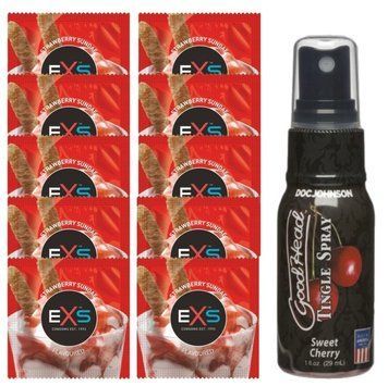 EXS STRAWBERRY SUNDAE 10 шт + Doc Johnson Tingle Spray &ndash; Sweet Cherry (29 мл) SOS14062 фото
