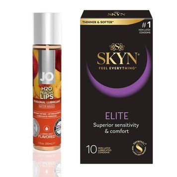 10 штук SKYN Elite + Лубрикант System JO H2O &mdash; Peachy Lips (30 мл) SOS4792 фото