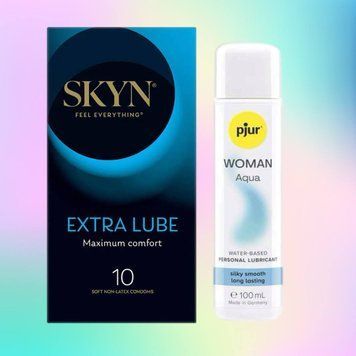 Комплект Skyn Extra Lube 10 шт + Лубрикант pjur Woman Aqua 100 мл SOS4473 фото