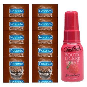 Pasante Chocolate Temptation 10 шт + Doc Johnson Booty Licker Spray &ndash; Strawberry (29 мл) SOS14012 фото